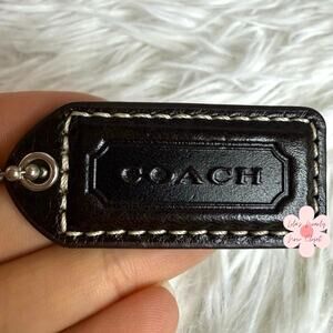 1.5" y2k COACH Vintage Dark Brown Fob Bag Charm Hang tag Hangtag